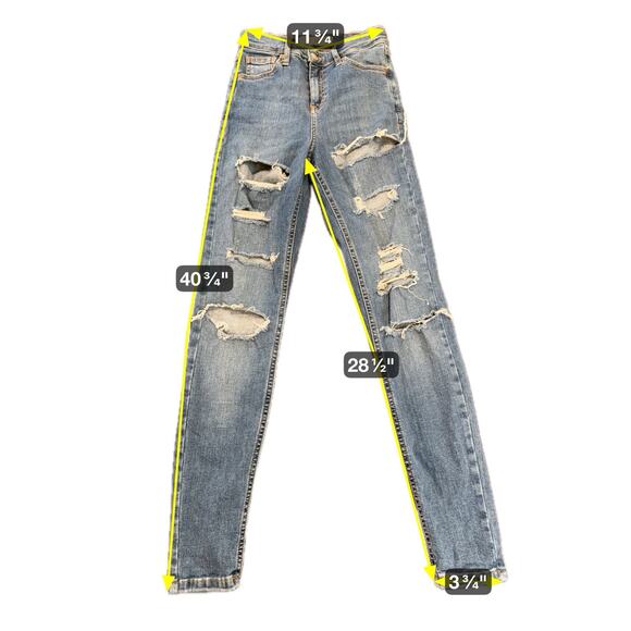 Topshop Moto-Jamie Womens Skinny Jeans-Med Wash Blue-Distressed-W26xL32 - Picture 2 of 15